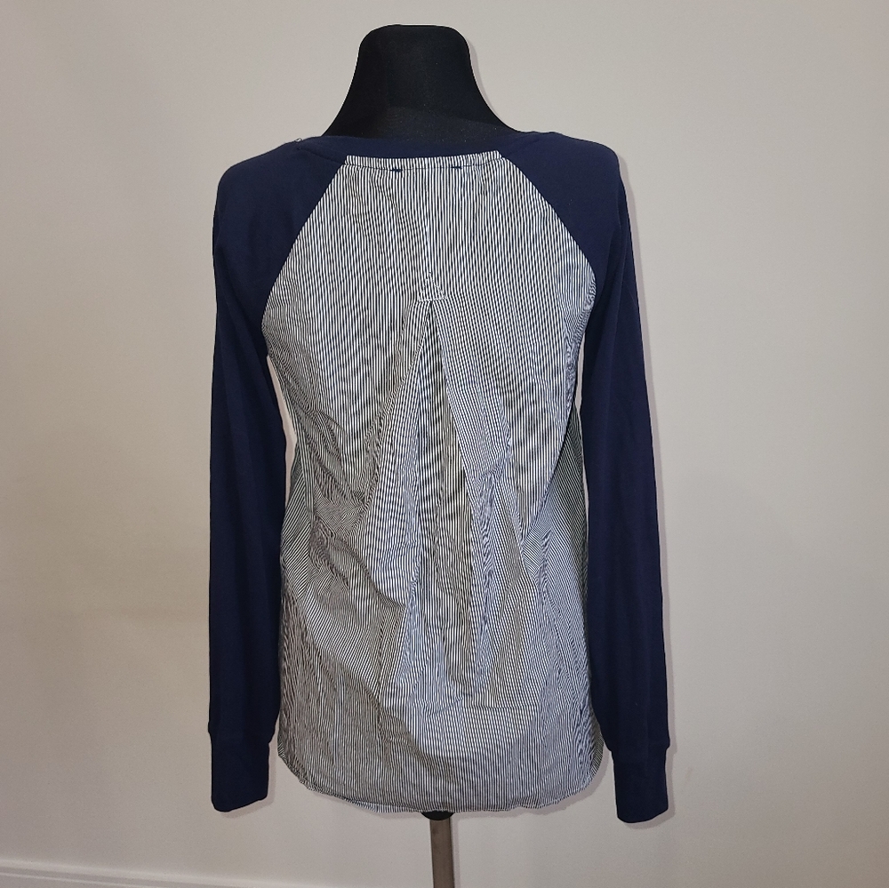 Tommy Hilfiger Nautical navy raglan top with striped back XS